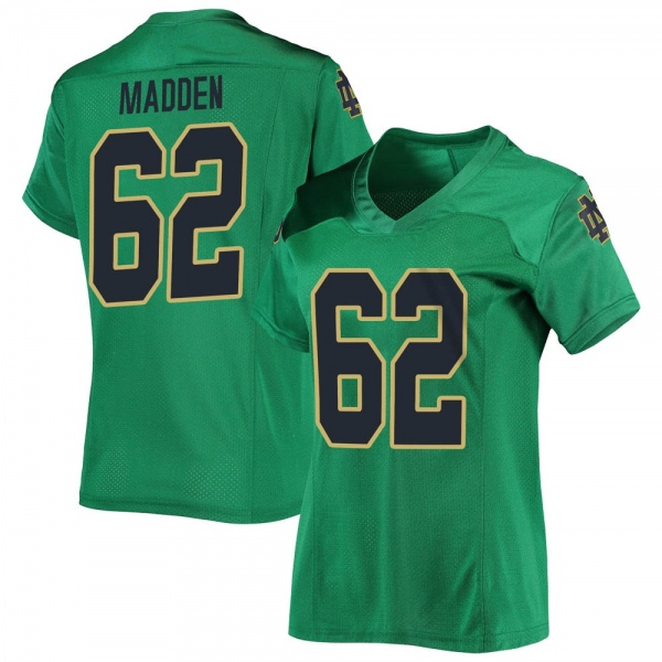 Cain Madden Notre Dame Fighting Irish NCAA Women's #62 Green Replica College Stitched Football Jersey OMF4055UR